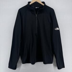 THE NORTH FACE Sweatshirt Men XL Waffle Fleece 1/2 Zip Thermal Embroidered Black